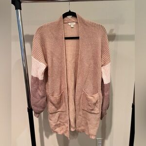 Debut Colorblock Knit Cardigan in Pink and Brown